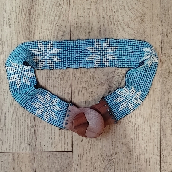 Beautiful vintage beaded wide boho belt - Picture 1 of 4